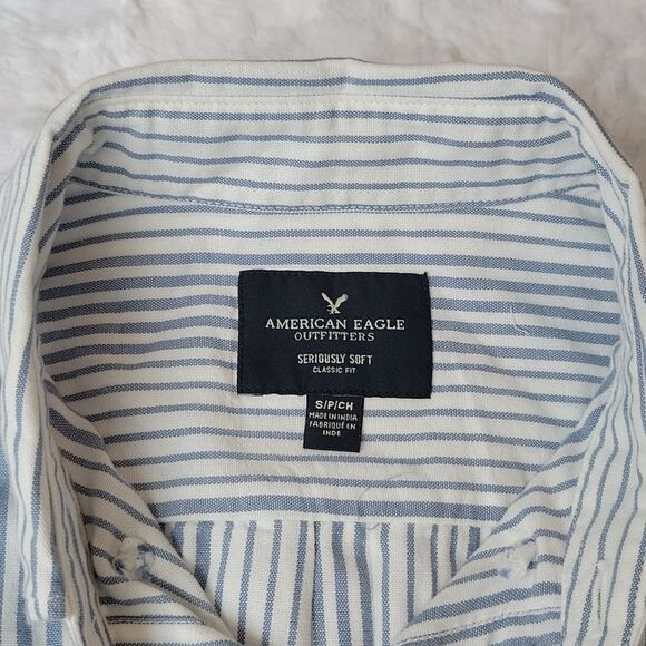 American Eagle Outfitters Blue Striped Button Down, Men's Small, Like Ne… - Picture 3 of 7